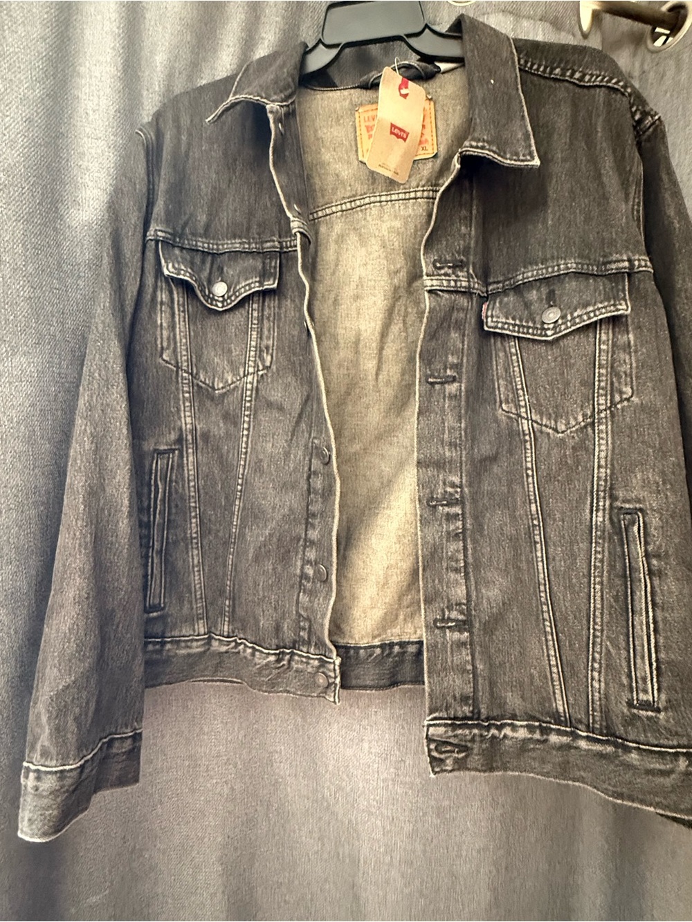 Levi's Men’s Black Washed Denim Jacket - Faded Black